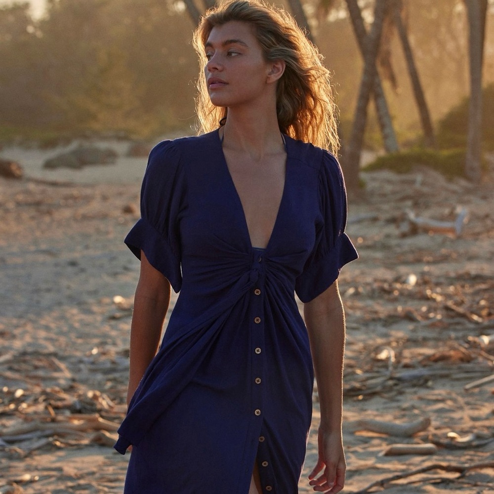 NWT Free People Vintage Summer Midi Dress— celestial indigo